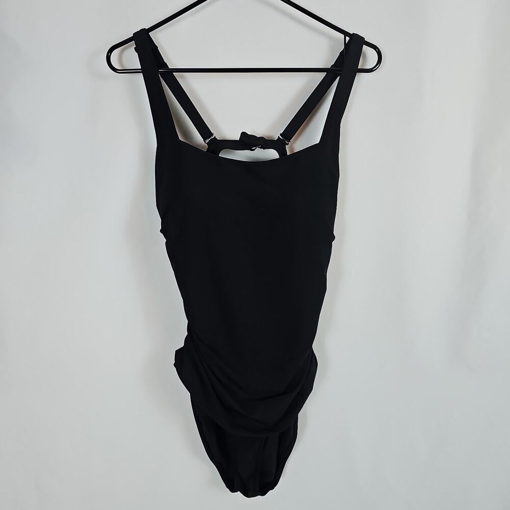 Athleta Swimsuit Womens Large One Piece Ruched Front/Back Closure/Removable Pads